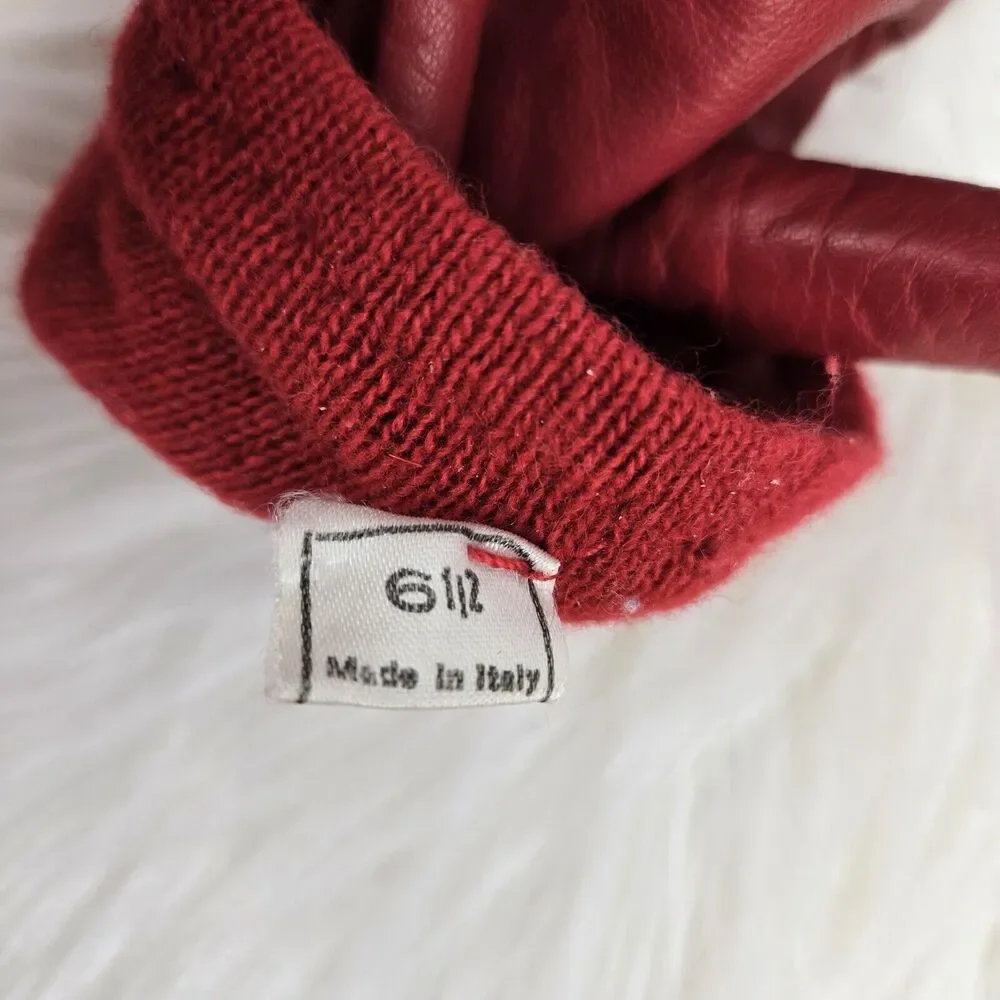 Sak's Fifth Avenue Red Angora Wool Nylon Gloves Women's Sz 6 1/2 Made in Italy